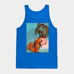 Dachshund and House Plant Tank Top